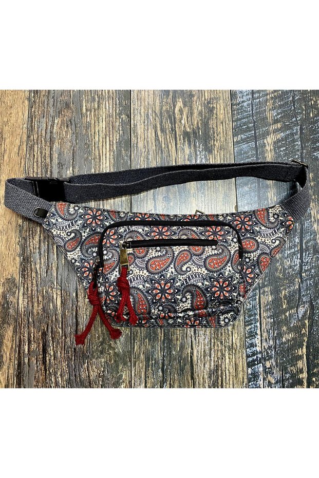 Retro Patterned Bohemian Ethnic Authentic Shoulder and Waist Bag for Daily Travel Use