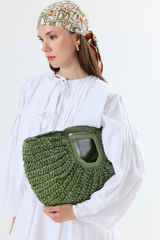 Noir Hasır Çanta Yeşil - 6