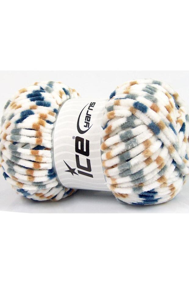 Lot of 4 X 100Gr Skeins Ice Yarns Chenille Baby Colors (100% Microfiber) Yarn White Blue Grey Camel
