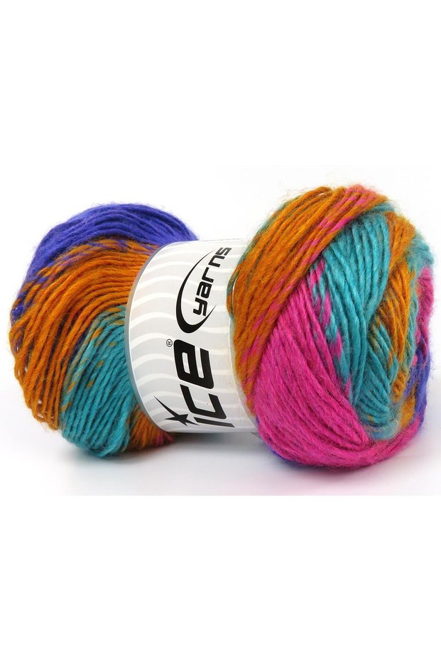 Lot of 4 X 100Gr Skeins Ice Yarns Rainbow Yarn Purple Fuchsia Green Gold