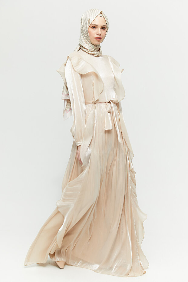 Volan Detaylı Elbise - 3