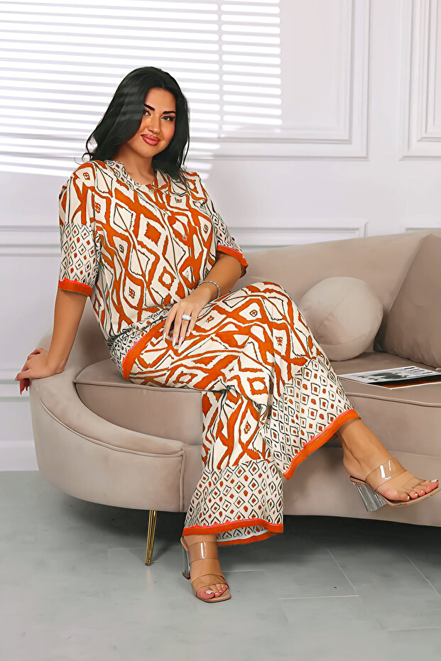 Diamond Patterned Shirt Set - 1