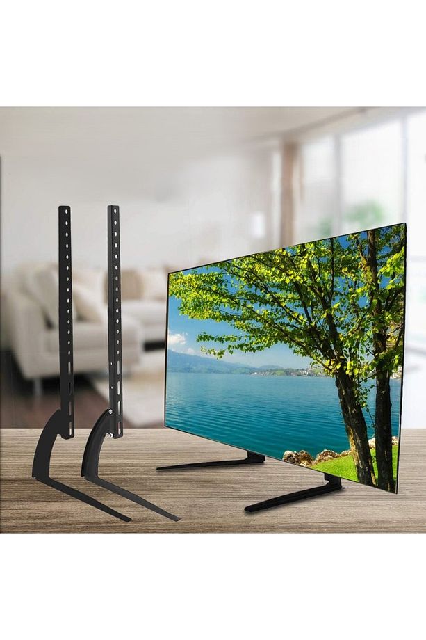 Ayarlanabilir Yükseklikli TV Ayak Standı 32-75 İnç Uyumlu 50 kg Taşıma Metal Siyah Ayaklık - 1