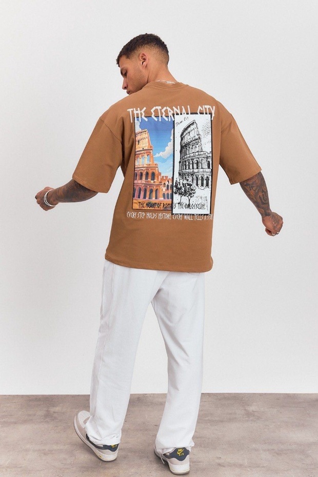 Rome Baskı ve Nakış Detaylı Oversize Tshirt - 3