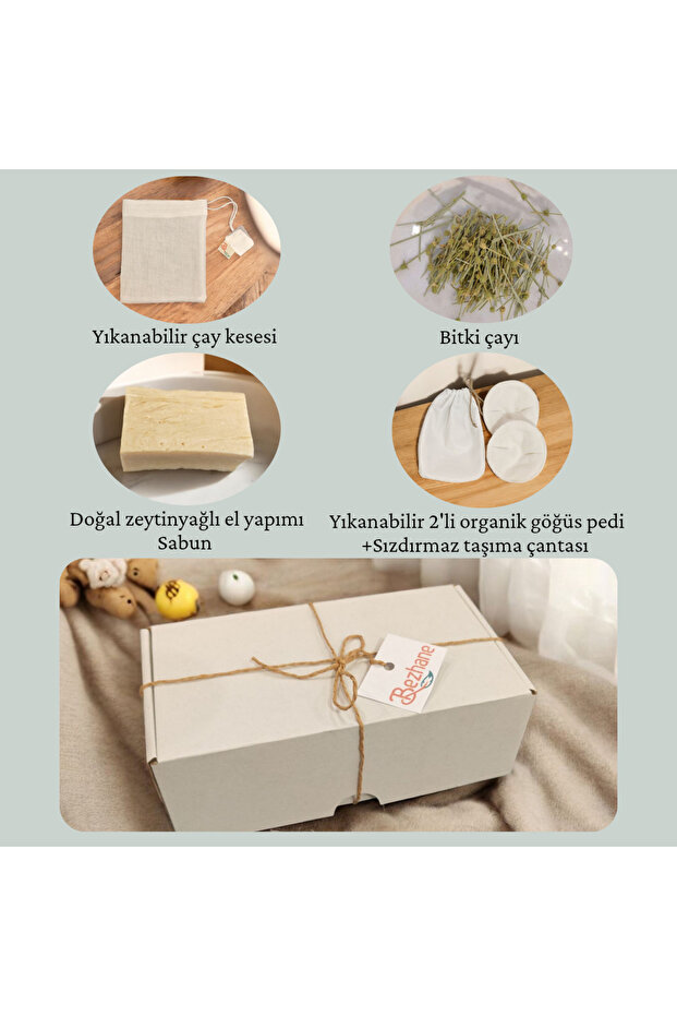 Gift Set for New Mom 2 | Olive Oil Soap-Tea Bag-Tea-Pad-Breast Pad-Sealed Bag
