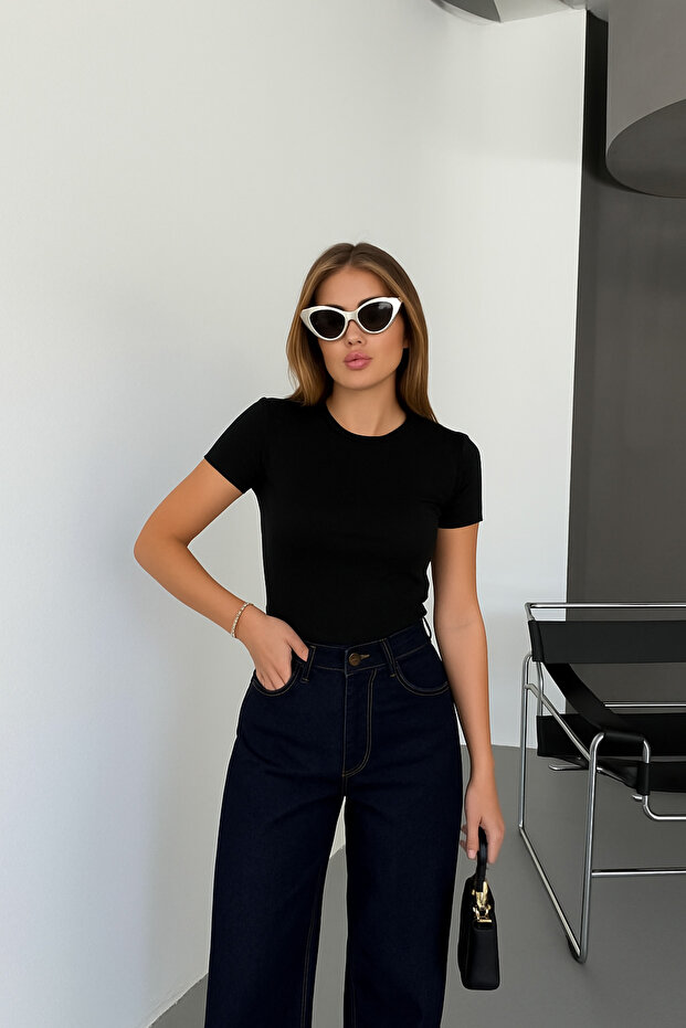 Bisiklet yaka basic t-shirt