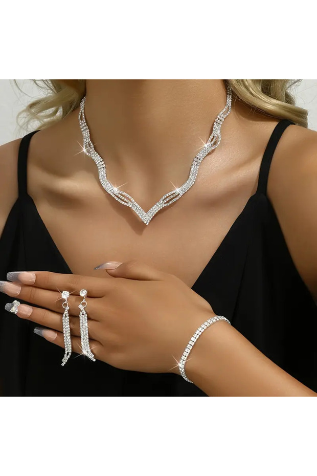 Sik Stone Jewelry Set for Women - Necklace, Earrings, Bracelet, Engagement and Engagement | Daily Use