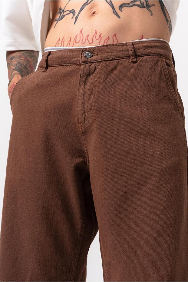 Erkek Parça Boya Şort Kahve - 5