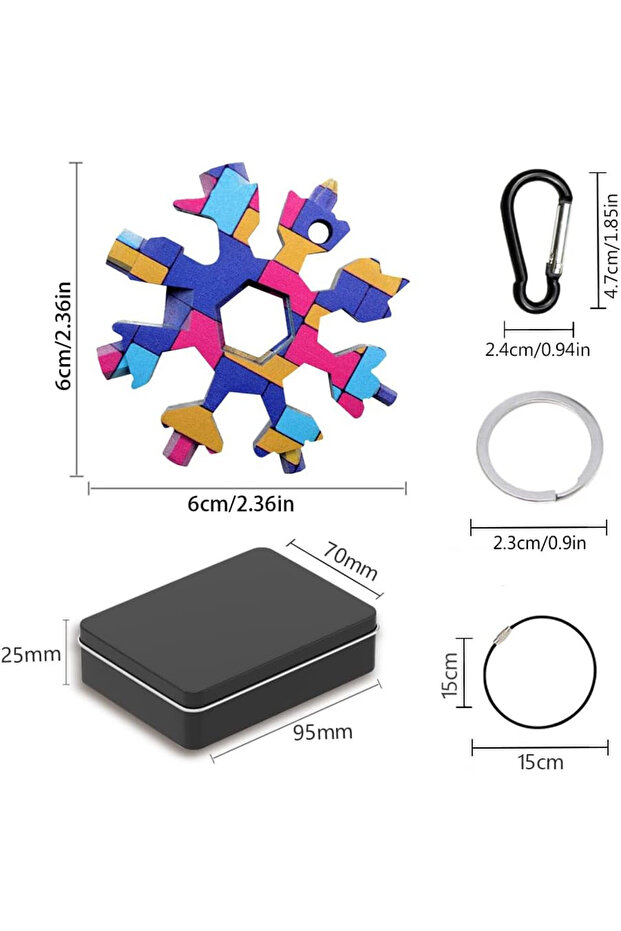 18 in 1 DIY multi-function tool, metal, multicolor, 6 x 6 cm - 5