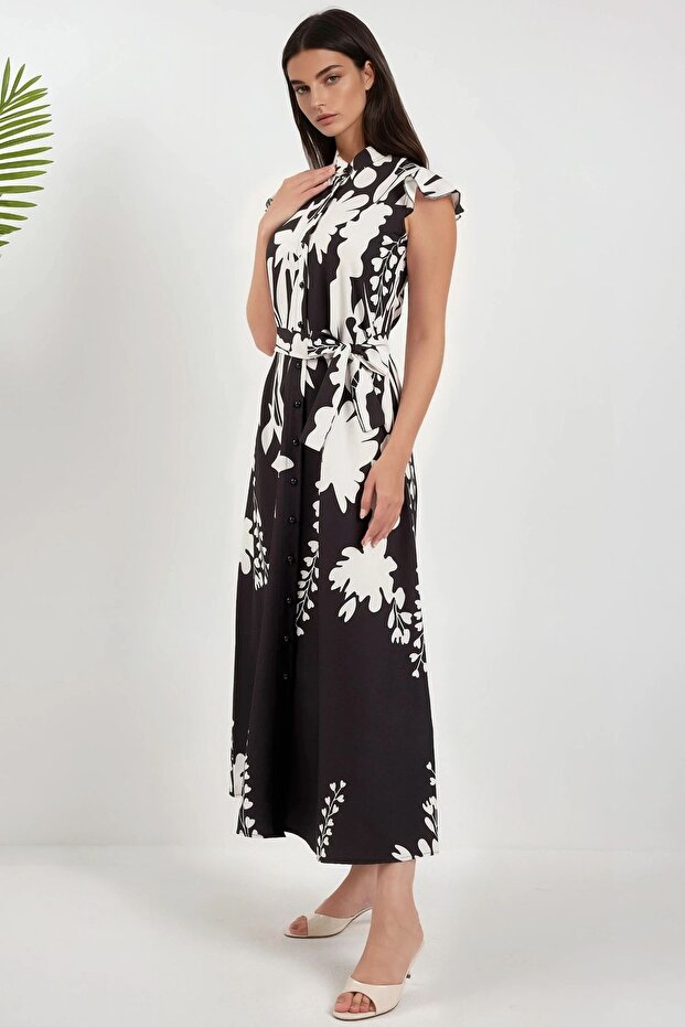 Çiçekli Uzun Elbise - 3