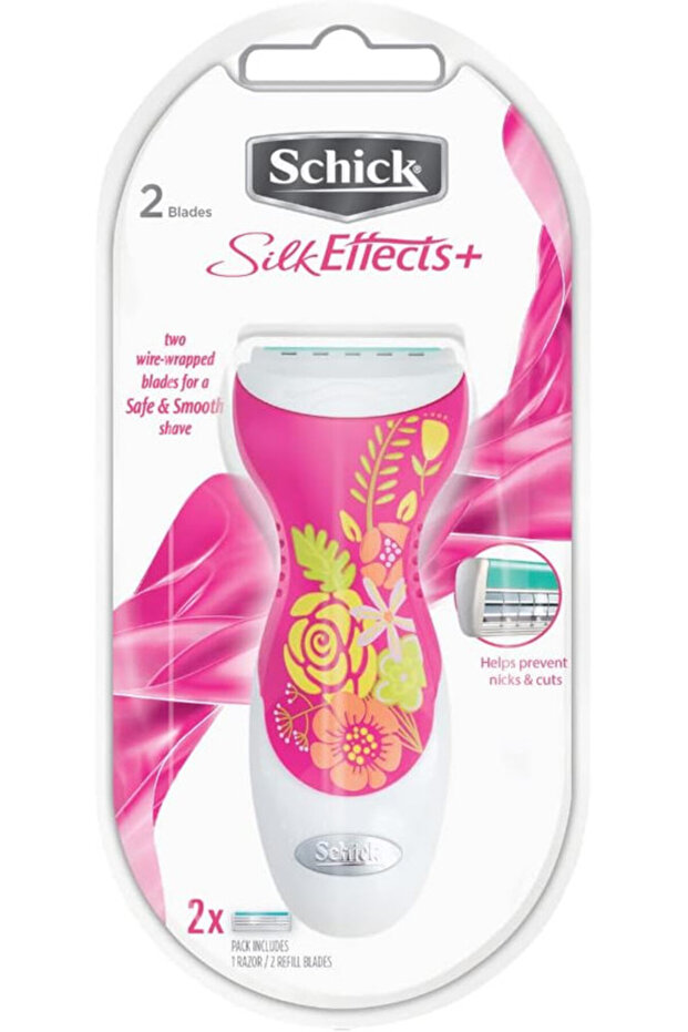Silk Effects for Women with 1 Razor and 2 Blade Refills - Safe and Smooth Shave -