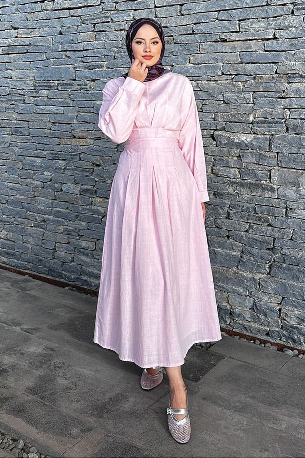Liora Piliseli Elbise - Pembe - 1