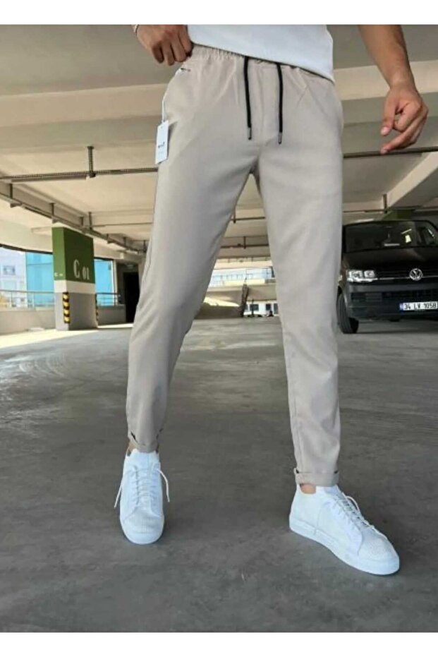 Men's Slim Fit Relaxed Fit Tie Waist Side Pockets Jogger Pants