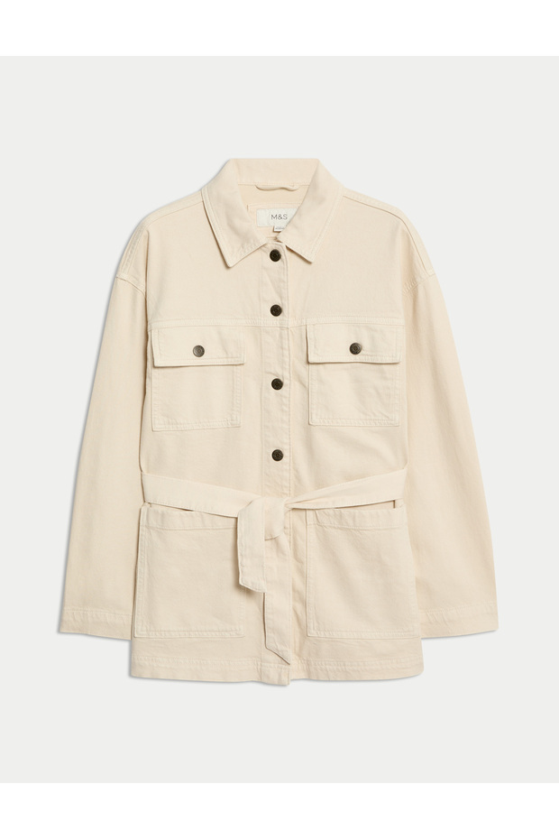 Kemerli Denim Ceket - 7