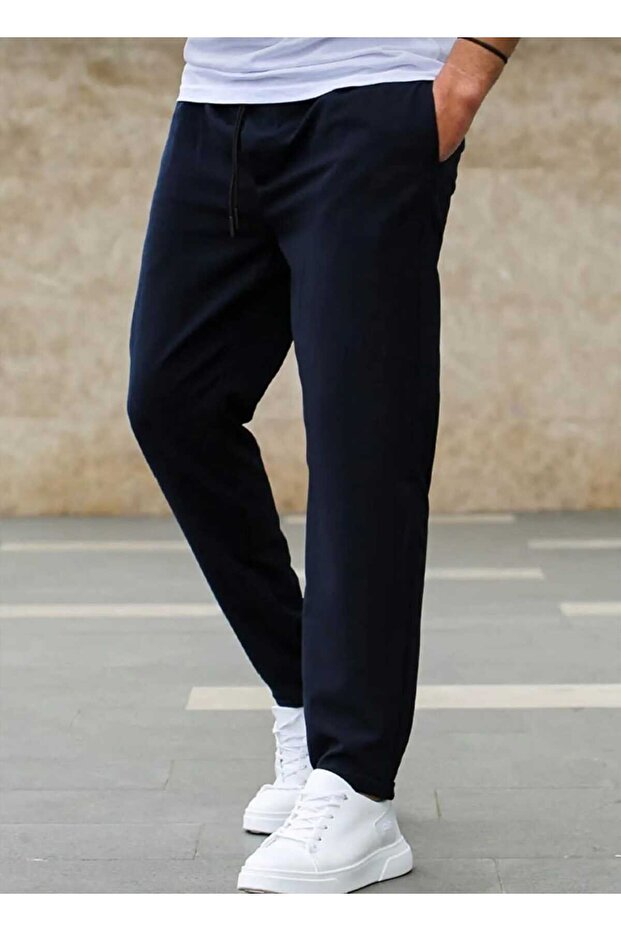 Men's Slim Fit Relaxed Fit Tie Waist Side Pockets Jogger Pants