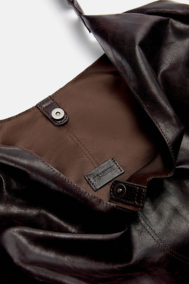 Halkalı eskitme shopper çanta - 2