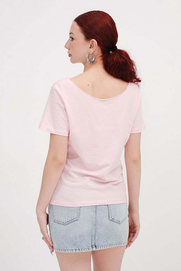 Kayık Yaka Basic T-shirt P1805 - 4