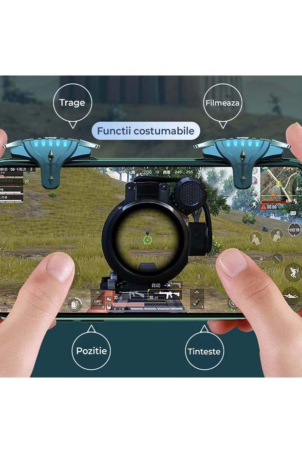 Gaming triggers for phone, tablet, 4 buttons based on impulse Compatible with PUBG, Fortnite, Call o - 4