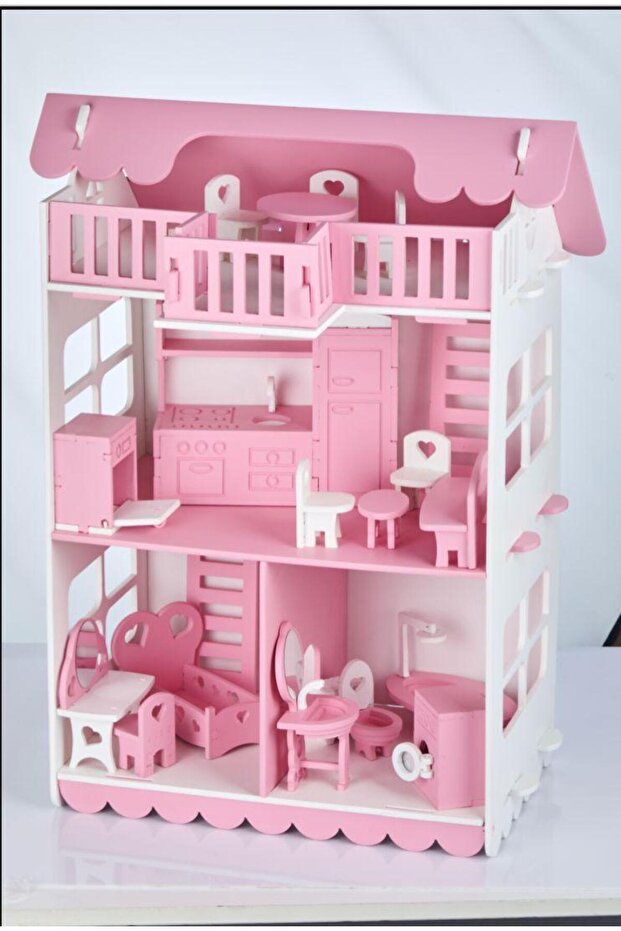 Nora Wooden Play House 32 Pieces Light Pink