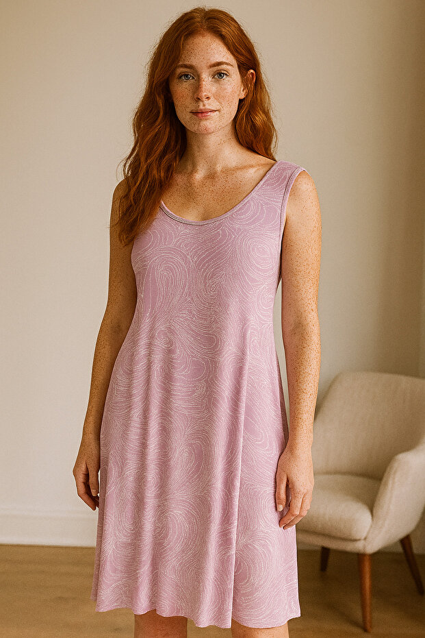 Kalın Askılı Penye Elbise - 1