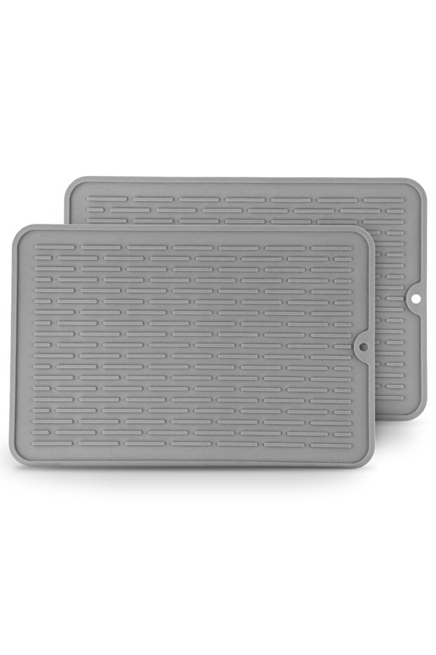 (2 Pack) Silicone Dish Drying Mat|Non-Slip Quick-Drying Drainer Mat for Kitchen Sink, Heat Resistant