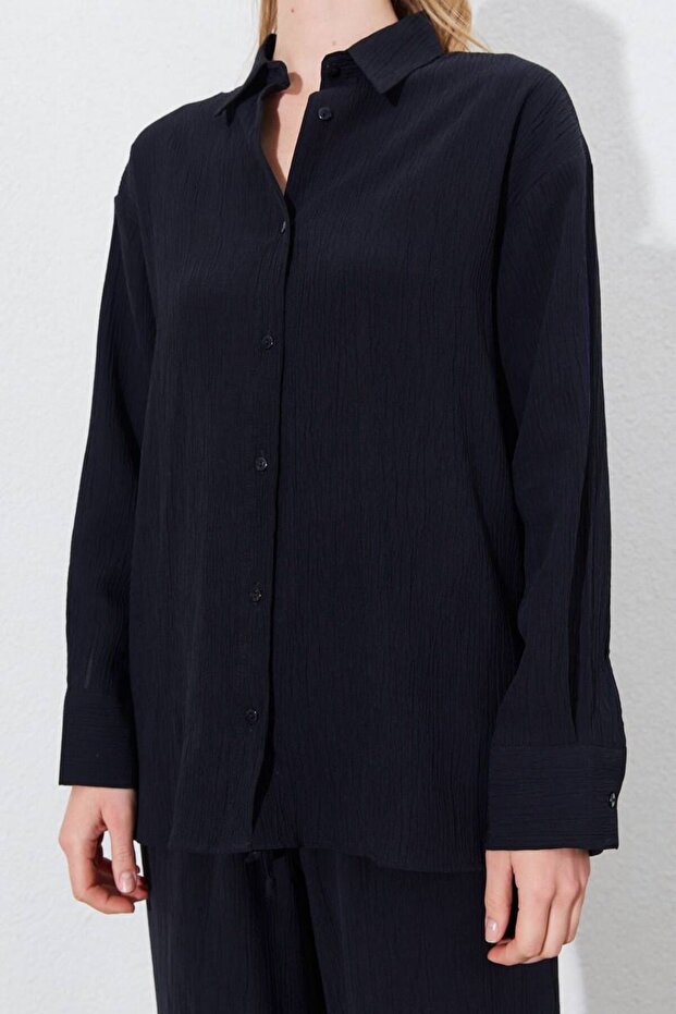 BLACK OVERSIZE SHIRT - 2