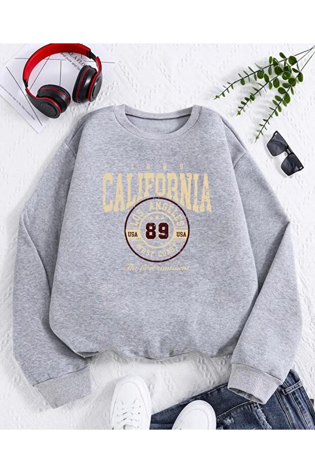 Printed Crew Neck Fleece Sweatshirt