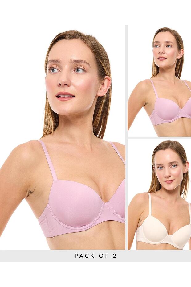 عبوة من 2 حمالة صدر تي شيرت سادة - 1