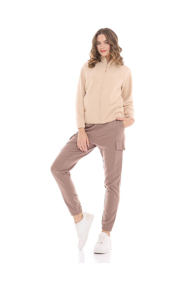 بنطلون رياضي كارجو سادة مع خصر برباط - 1