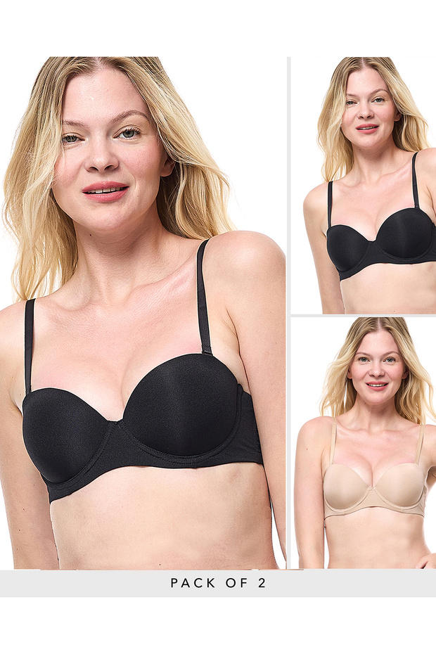 عبوة من 2 حمالة صدر دافعة صلبة - 1