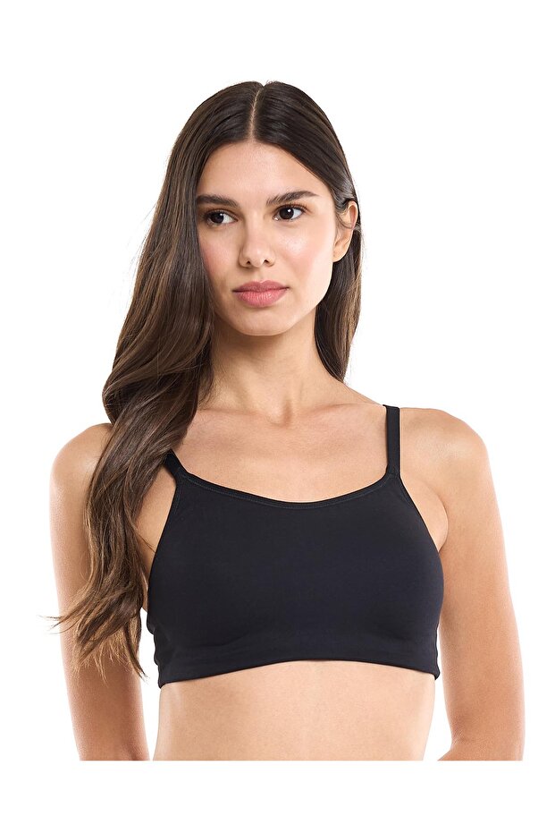 Solid Bonded Bra with Scoop Neck - 1
