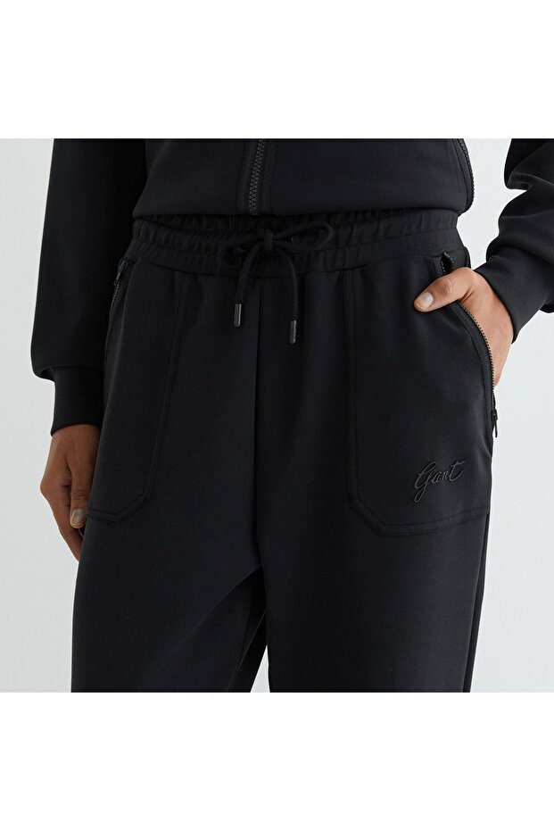 Kadın Siyah Regular Fit Logolu Eşofman Altı - 4