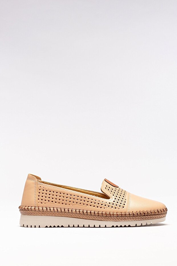 Kadın 4 Nokta Ortopedik Terletmez Kaymaz Yürüyüş Anatomik Taban Ayakkabı Bej - 6