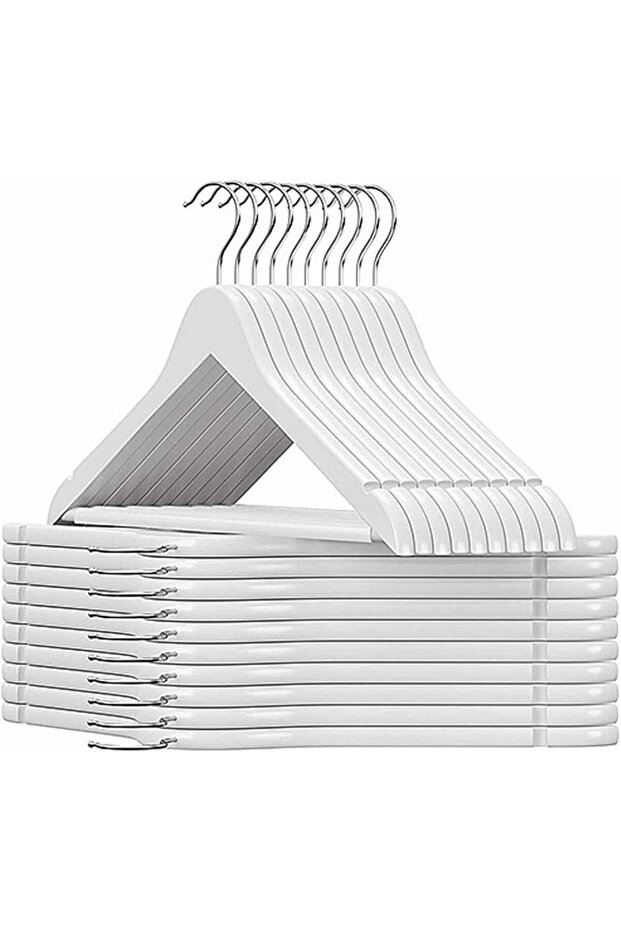 MOONCEE 20 PCs White Wooden Hangers - Non Slip Wood Clothes Hanger for Suits, Pants Hanger, 360° Sw