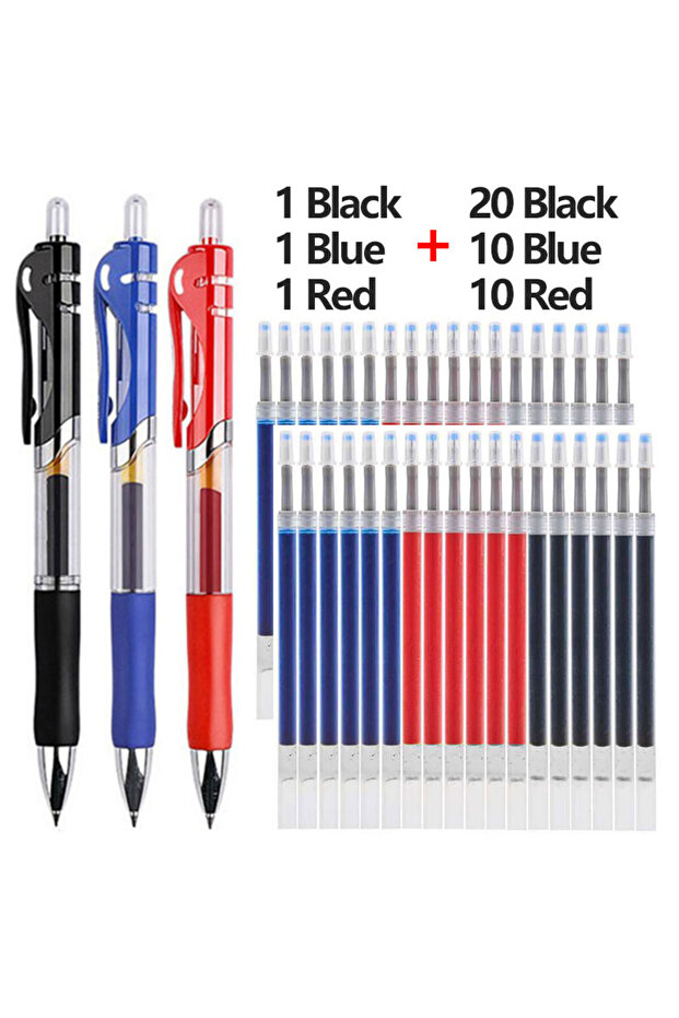 Mixed 3 Colors 43 PCS Gel Pens & Refills Set Stationery Kawaii writing pen Black/red/blue ink 0.5 mm