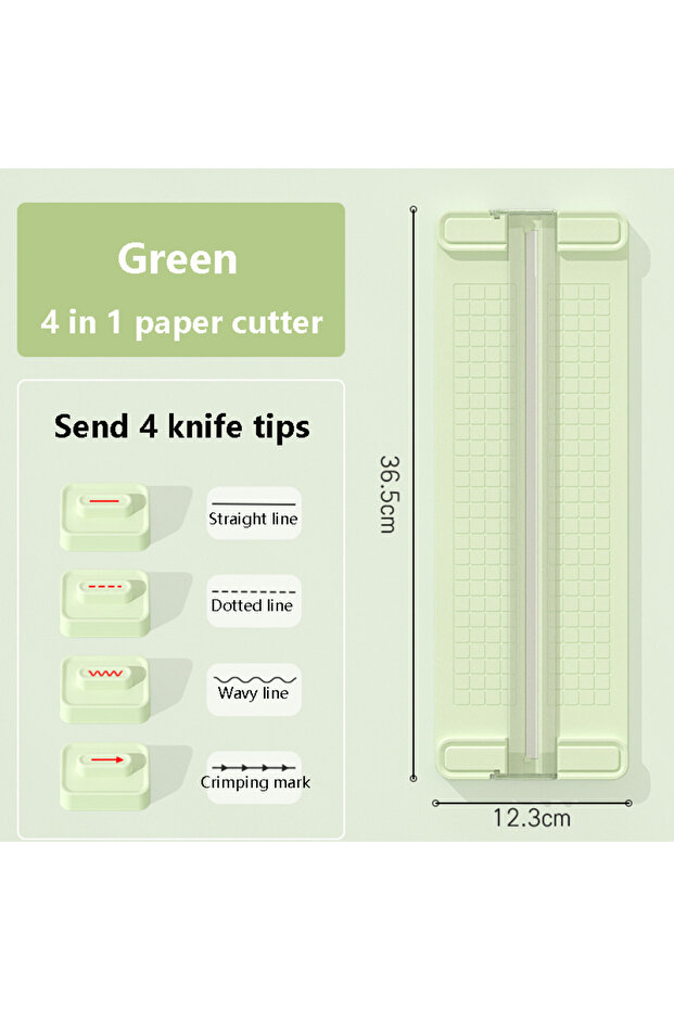 green 1PC 4 in 1 two-way paper cutter, manual office paper cutter, send 4 cutter heads,design for sc