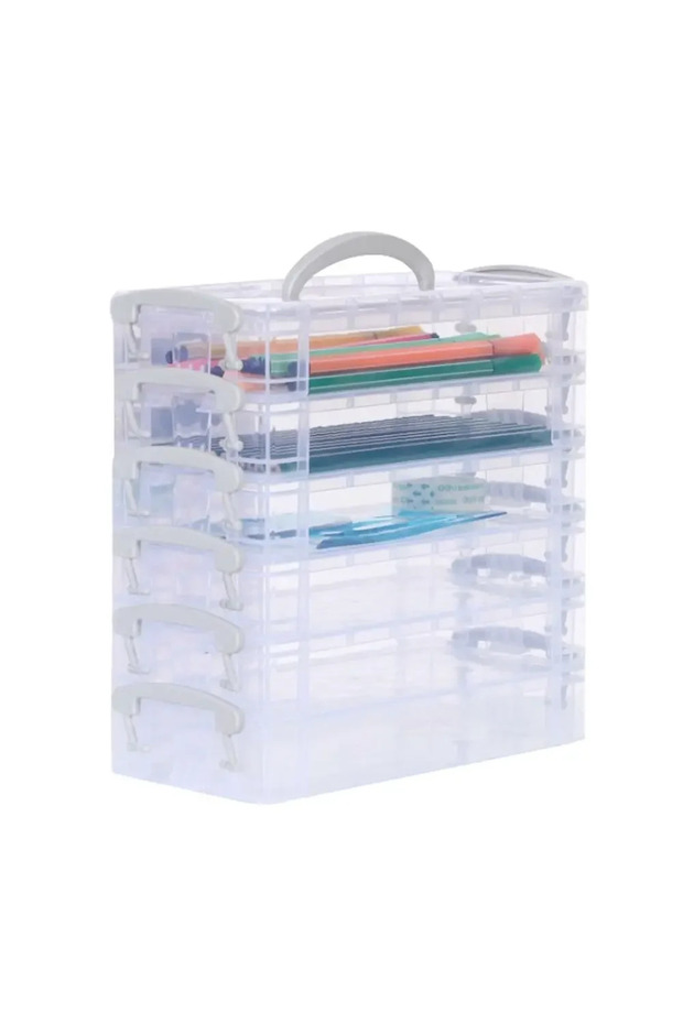 grey-6-layer 3/6-layer Paintbrush Box Watercolor Detachable Pen Storage Box Color Multi-function Sta