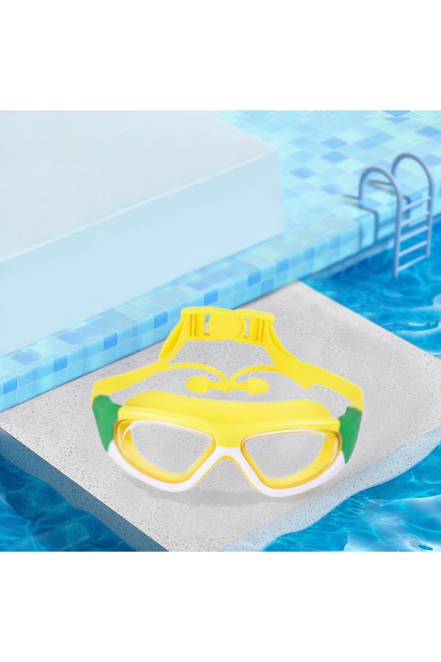 YELLOW High-definition kidsren's swimming goggles for boys and girls, anti-fog swimming goggles, lar