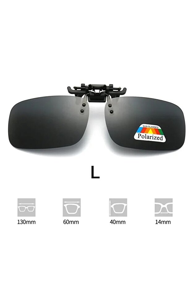 Black L x1Pc Polarized Clip Sunglasses Myopia Glasses Clip Driver Fishing Night Vision Myopia Clipon