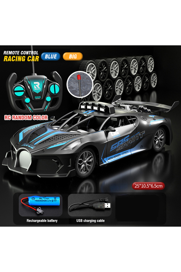 Blue 25cm Rc Car 4Ch High-Speed Remote Control Drift Racing Car Electric Sportscar Toy Vehicle Model