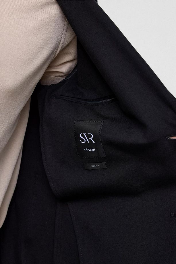 Siyah Slim Düz Mono Yaka 6 Drop Spor Takım Elbise - 6