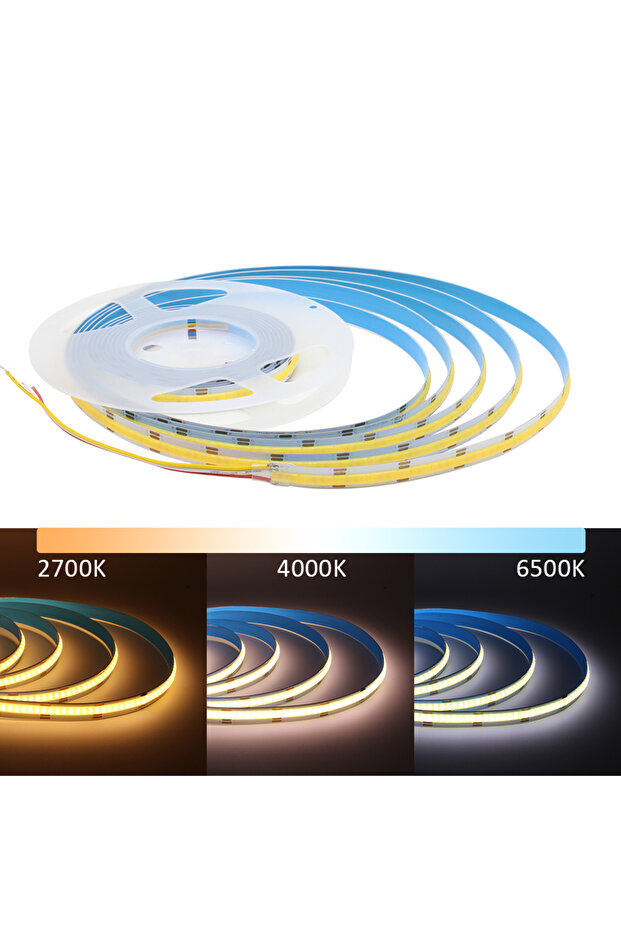 5M DC 24V CCT 608LEDs CCT COB LED Strip Lights DC12V 24V 608 LEDs/m High Density Flexible Dimmable F
