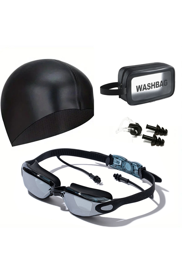 black 1Pcs Electroplated Adult Swimming Goggles Set, Anti-Fog and Waterproof Swimming Goggles Equipm