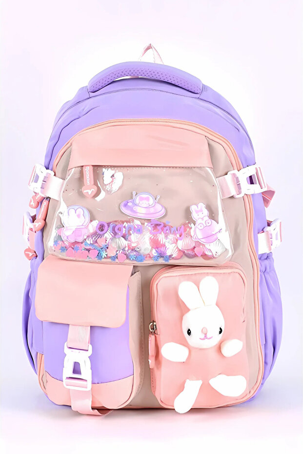 Girl's Teddy Bear Orthopedic Luxury Fabric Primary School Backpack