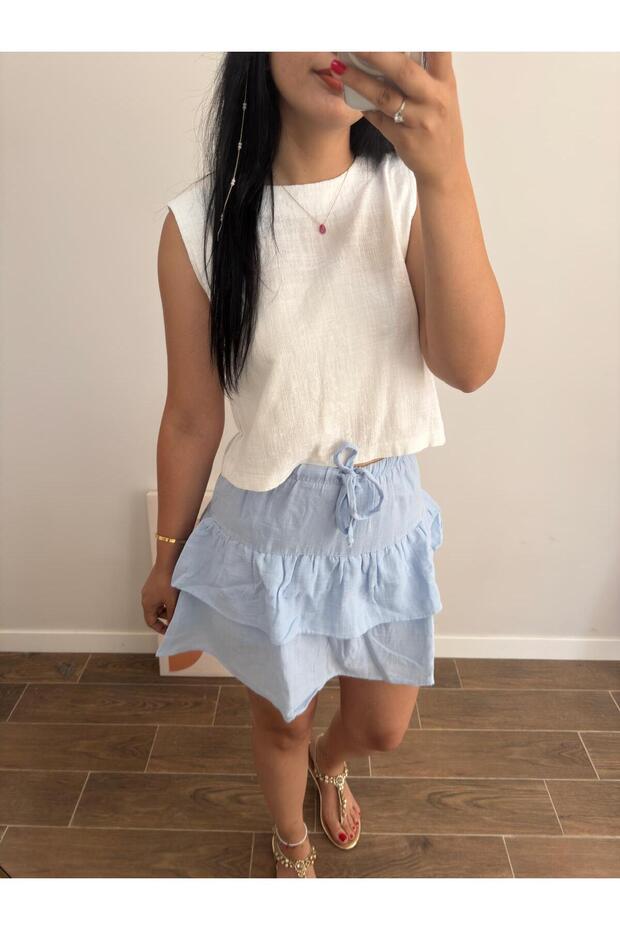 Müslin Şort Etek - 4