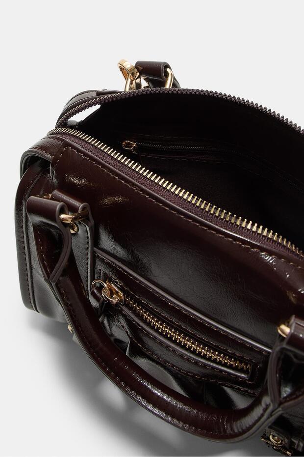 Suni deri bowling omuz çantası - 5