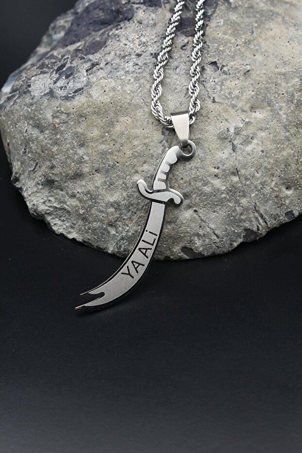 Hz. Ali Zulfiqar Sword Necklace Stainless Steel Chain 3mm 902088
