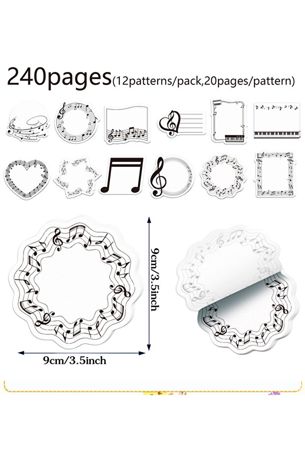 UB032 240 Pages Musical Note Memo Pads Set Music Sticky Notes Stationery Label Notepad Self-Adhesive - 1