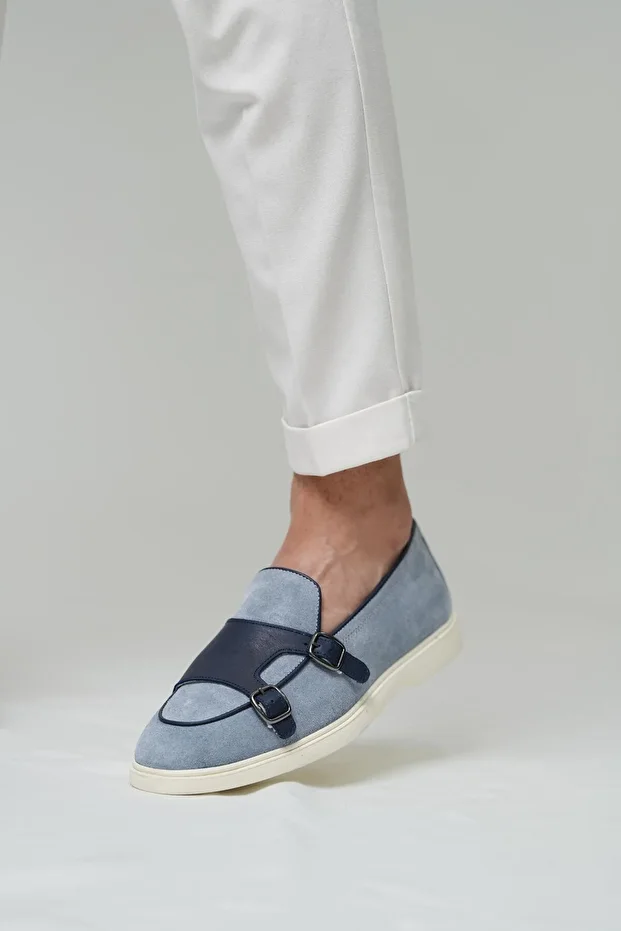 Duncan Model Hakiki Deri El Yapımı Erkek Lacivert Süet Deri Loafer Ayakkabı - 3