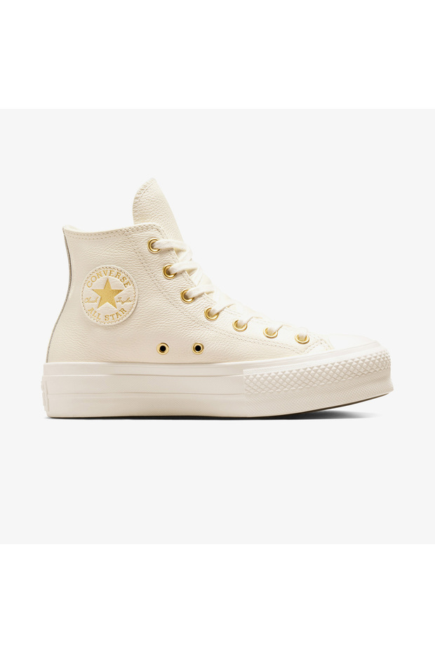 حذاء رياضي Chuck Taylor All Star Lift للجنسين من الجلد الكريمي